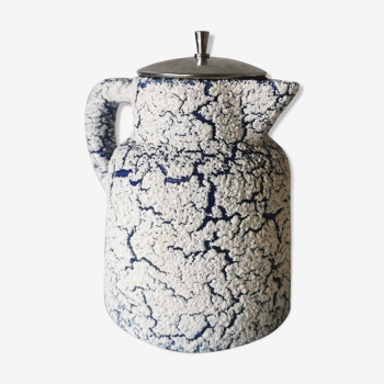 Cracked and enamelled ceramic teapot