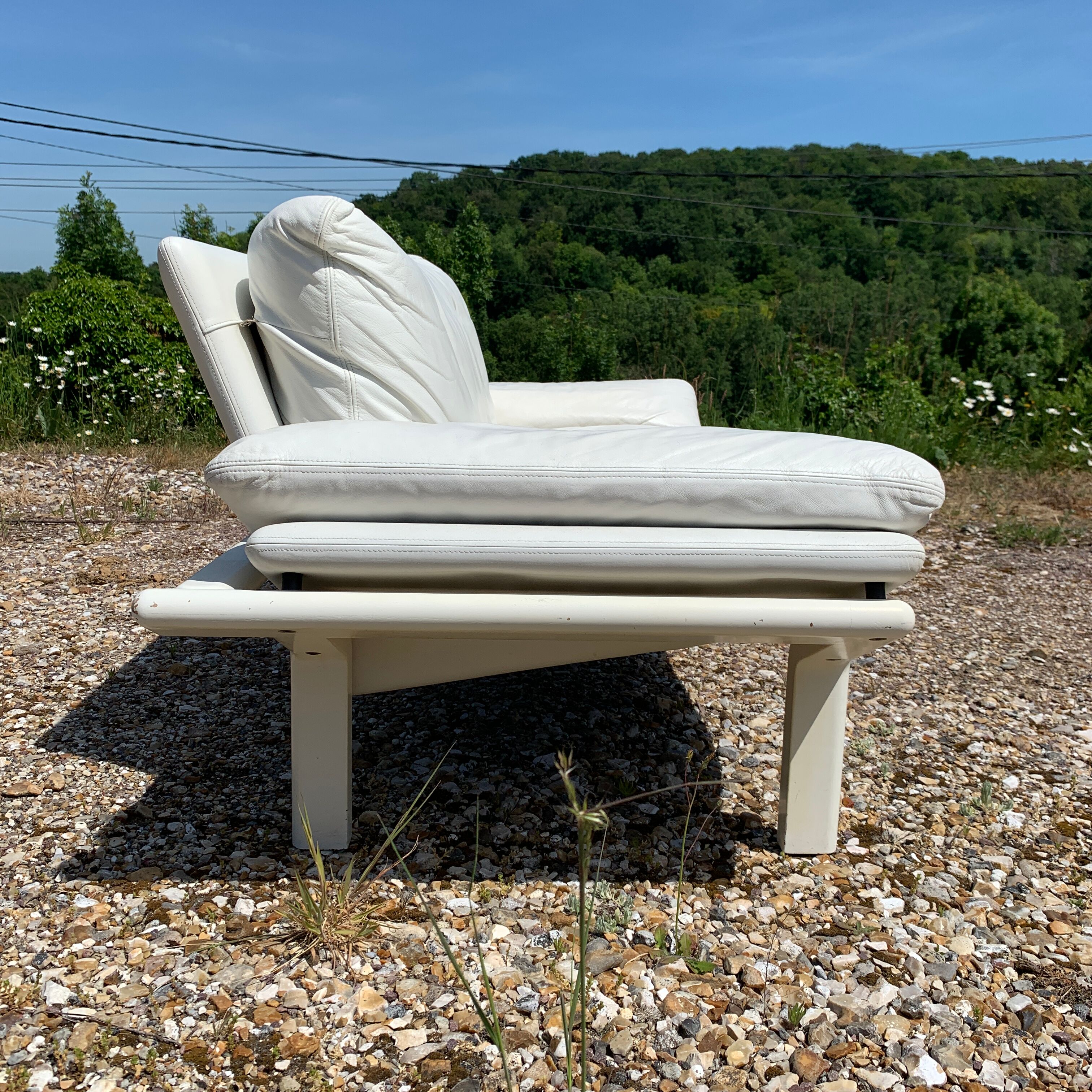 Danish Komfort white leather sofa