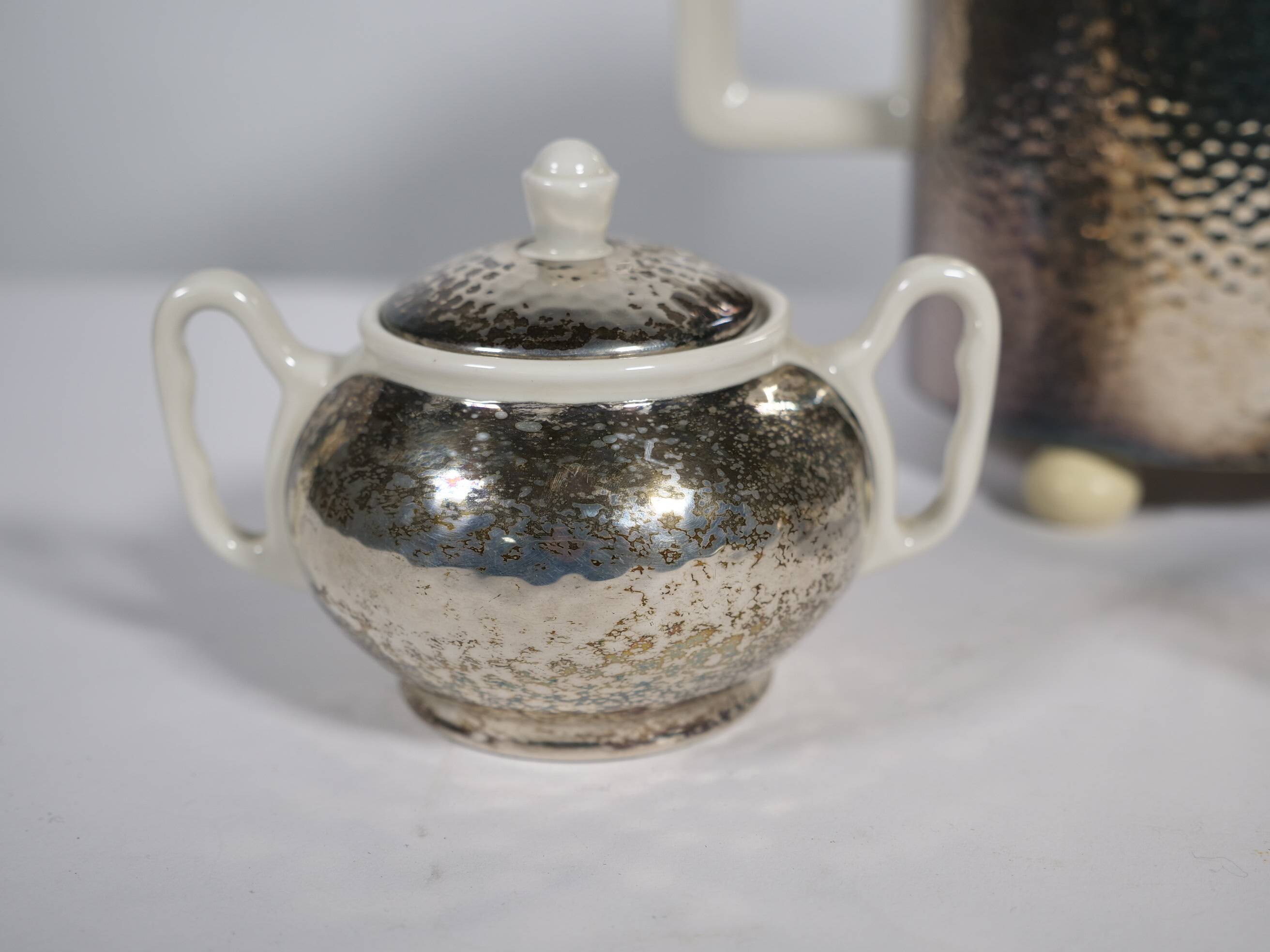 Art Deco Tea Set by Hutschenreuther with WMF Silver Plating, 1930s
