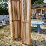 Paravent 4 Vantaux Bois et Tissus Vintage