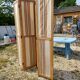 Paravent 4 Vantaux Bois et Tissus Vintage