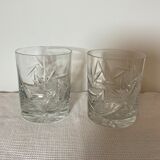 Duo of cut crystal whisky glasses