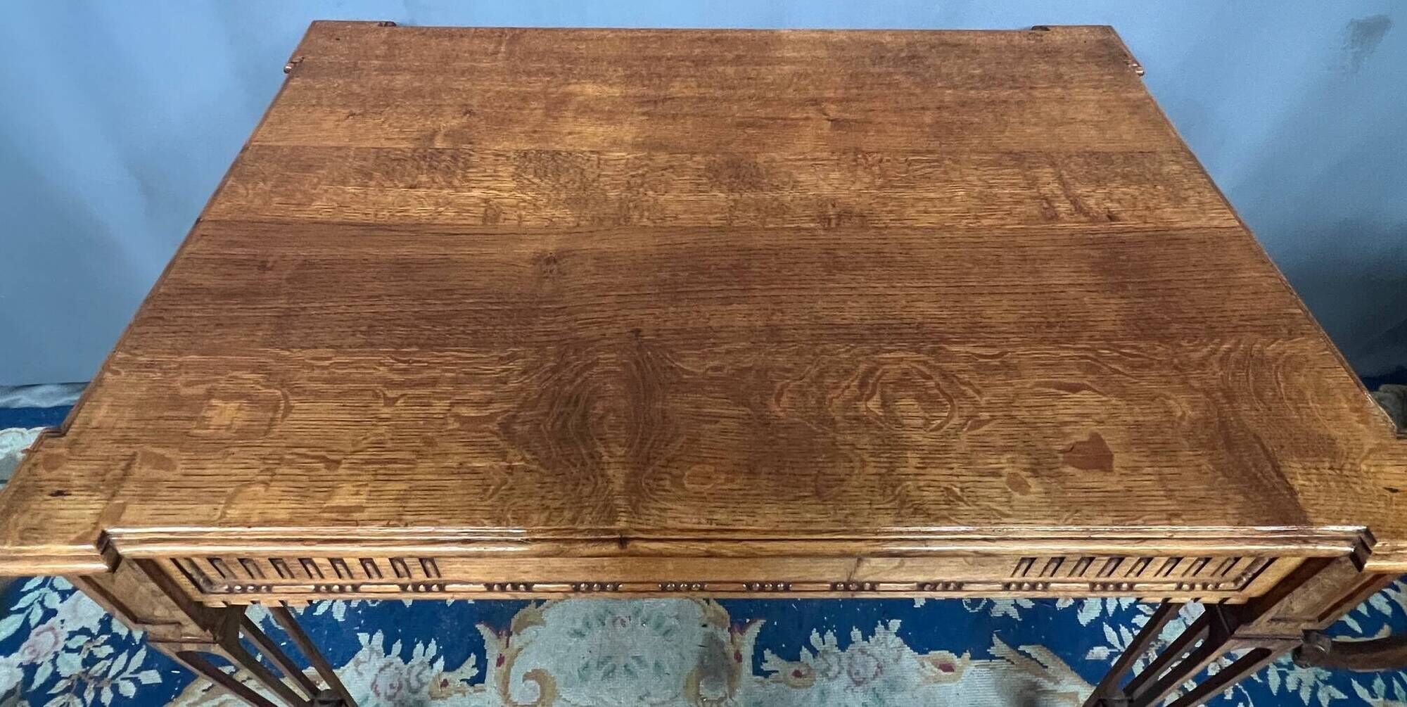 Solid oak coffee table in Louis XVI style.