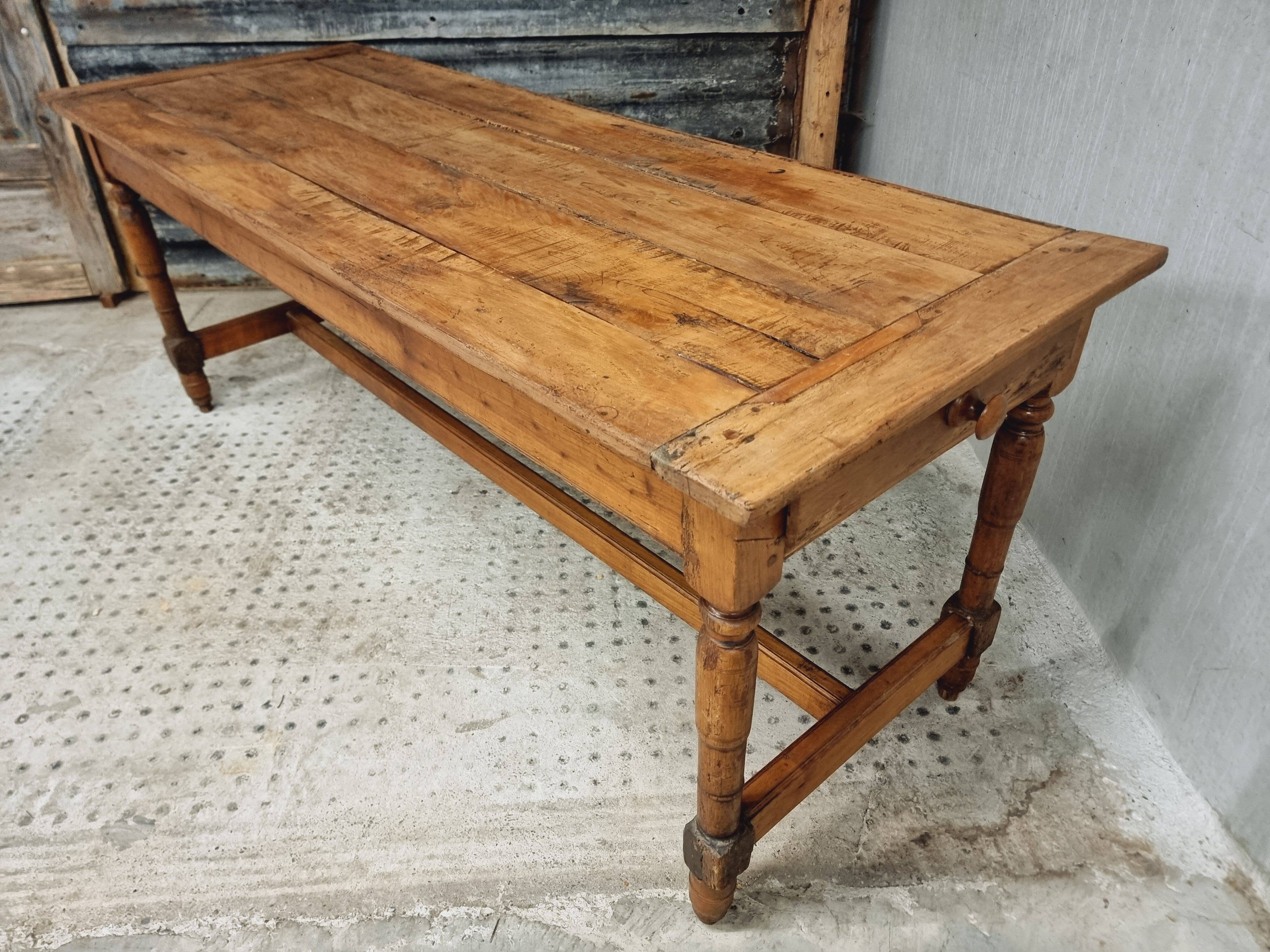 Antique French table farm dining table 19th century 73 x 201 cm