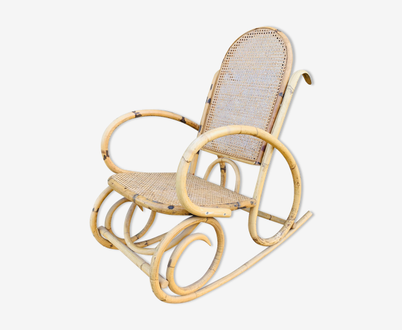 Rocking-chair en rotin modèle adulte