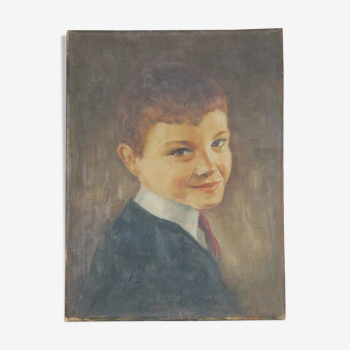 Portrait d'enfant huile sut toile 40 x 30