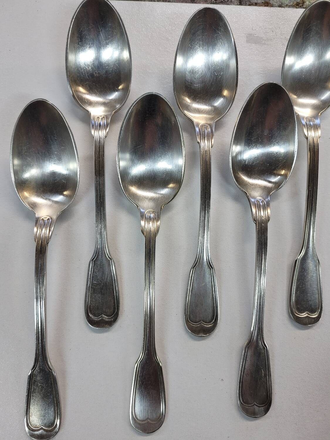 6 small silver-plated dessert spoons
