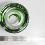 Cendrier Murano transparent et vert emeraude 1960 d10.5cm