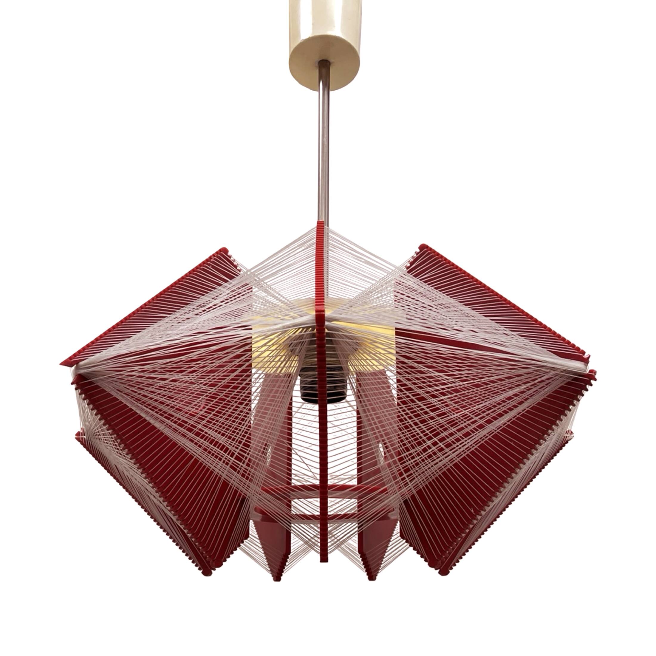 "Rozwój" Kłobuck hanging string lamp, Polish design from the PRL 1970