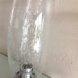 Pair of vintage 1970s-80s glass and chrome wall lights with teardrop shapes