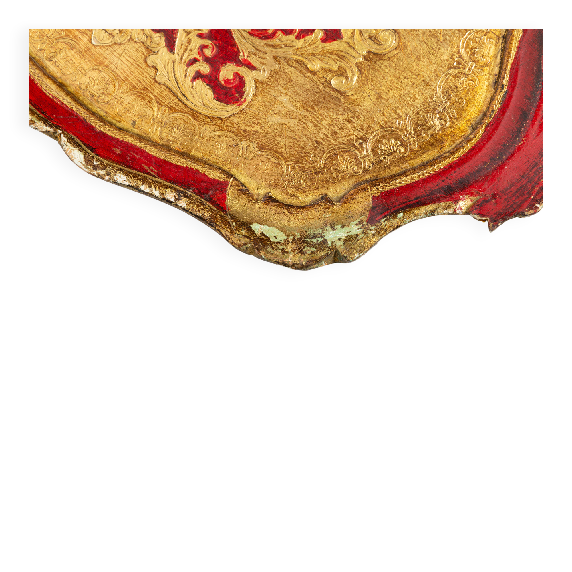 Deep red vintage decorative plate in wood, Italy, 1960s