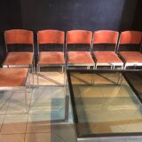 Rectangular table by Milo Baughman and 6 chairs