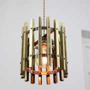 Lampe à suspension vintage en laiton italien, années 70