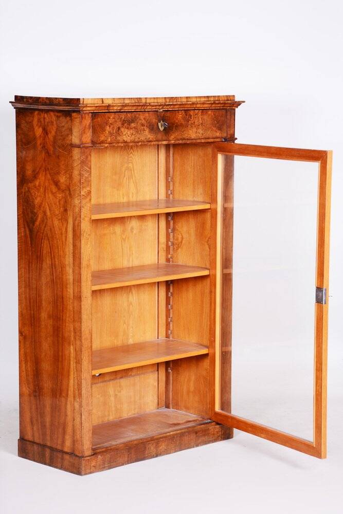 Biedermeier Display Bookcase, Walnut, Czech, 1830s
