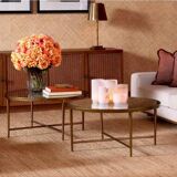 Pair of patinated brass table lamps with bamboo decoration.