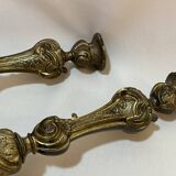 Pair of 19th century Louis XV style bronze candlesticks with arabesque rocaille candlestick