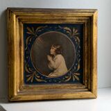 Old golden frame Little Samuel in prayer