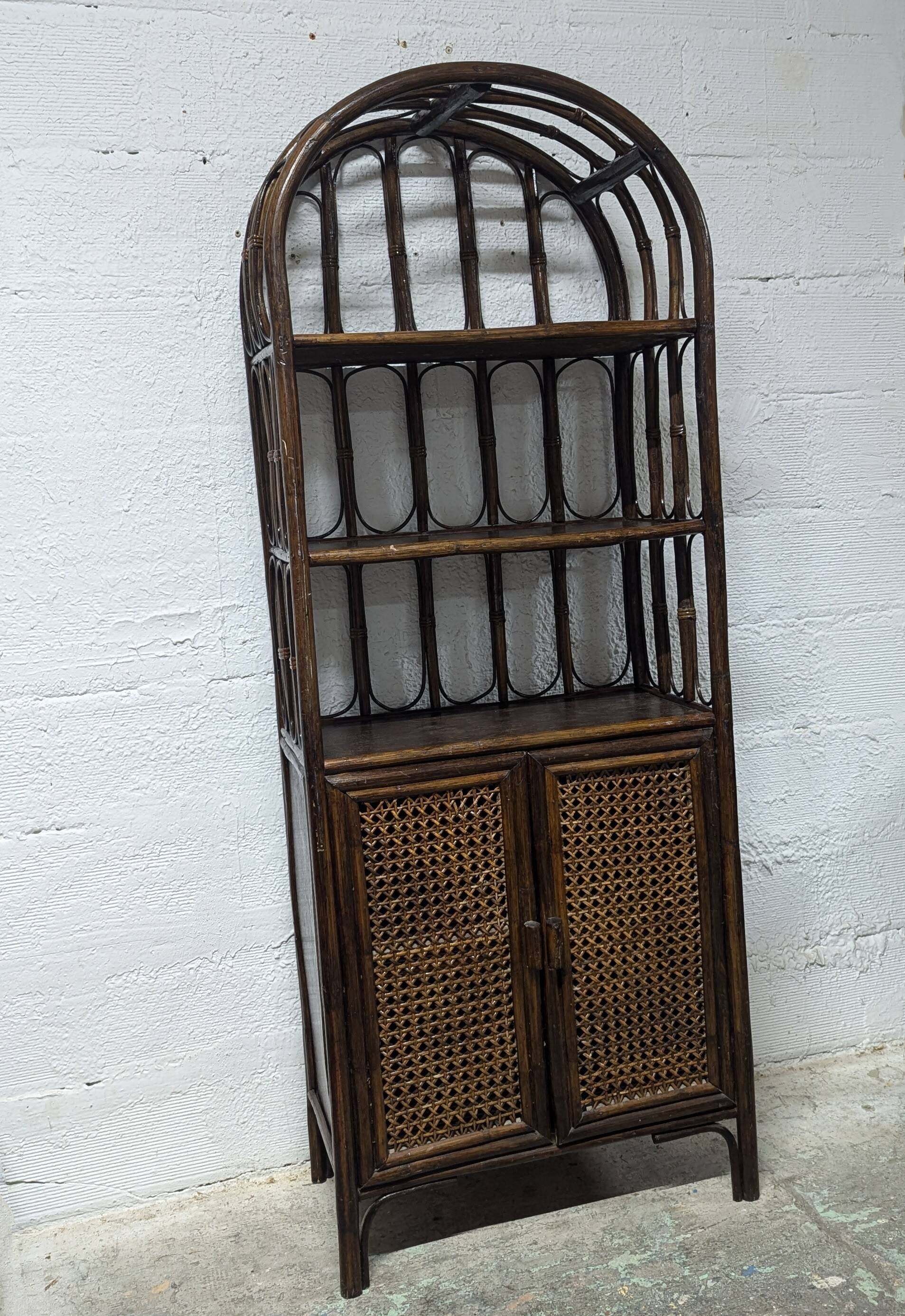 Rattan and cane shelf