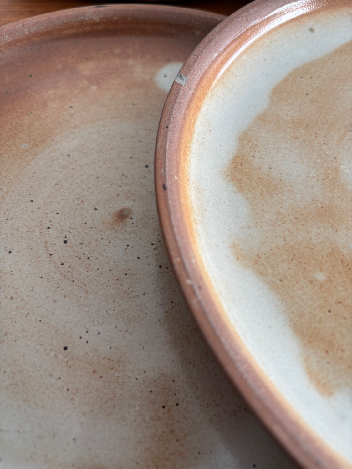 Natural stoneware plate 1970 vintage ceramic beige