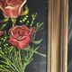 Nature morte aux roses – Huile sur toile signée et datée 1977 –Cadre bois