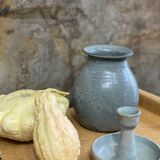 Old bluish grey ceramic vase