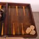 19th century games box in walnut and boxwood