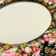Miroir à main métal emaillé sur bois vintage