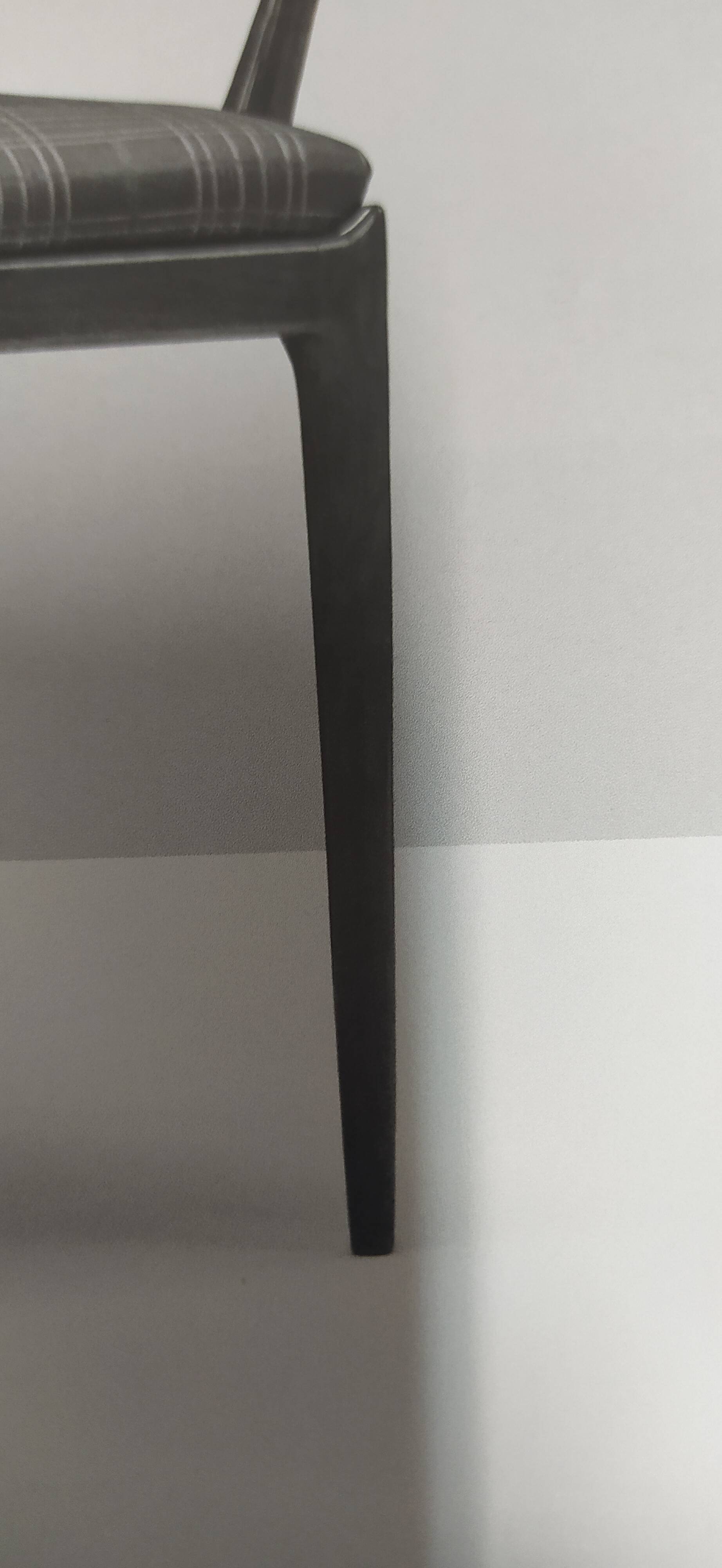 Set of Six Walnut Dining Chairs with Orange Fabric in the Style of Parisi