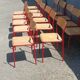 Lot 16 chaises écolier bois métal rouge