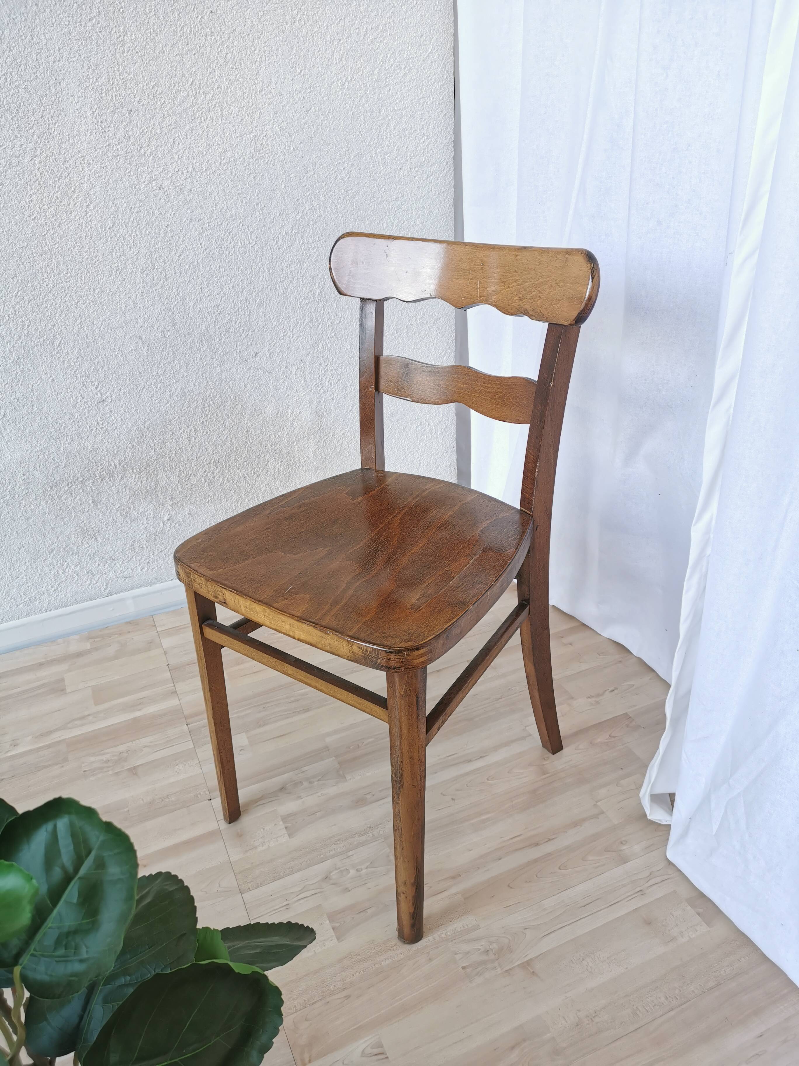 Vintage Wooden Dining Chair: Tyrolean Farmhouse Bistro, 1970s