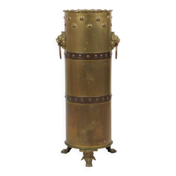 Porte-parapluie unique en forme d'obus XL – Art de tranchée de la Première Guerre mondiale (1915) – Tête de lion