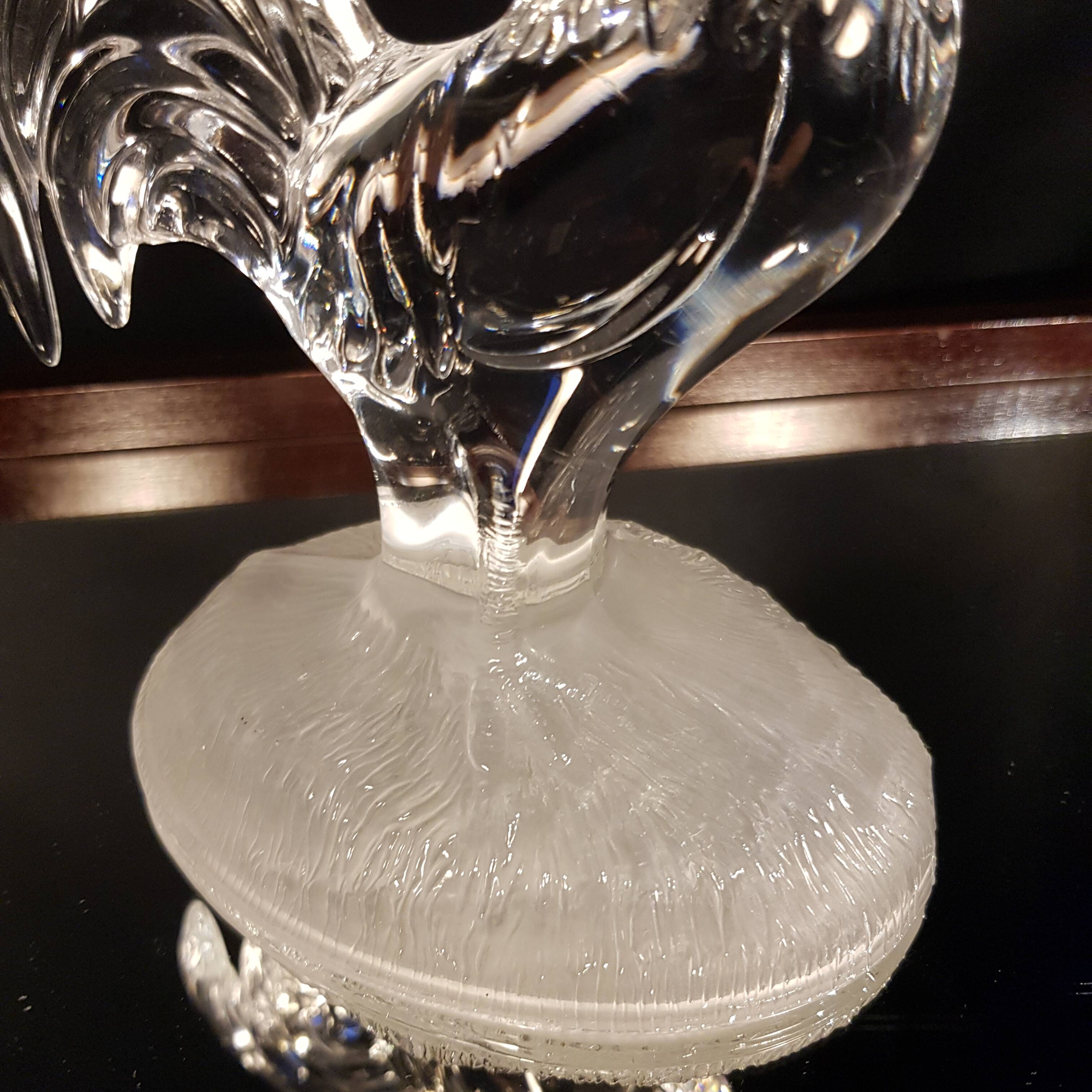 Glass rooster paperweight