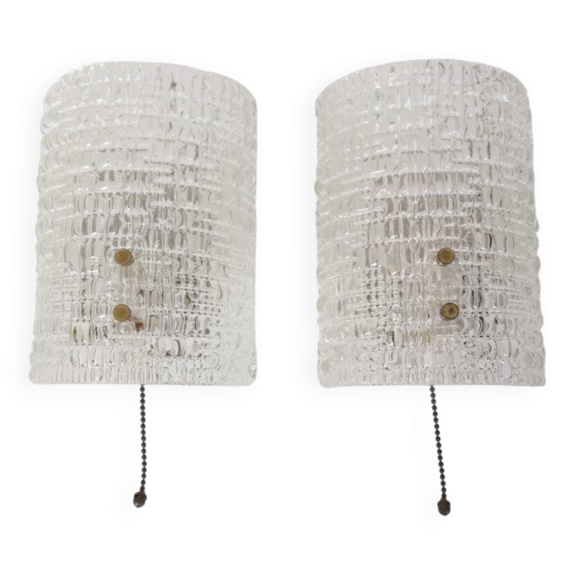 Pair of 1960s vintage wall lamps in crystal brass Italian design