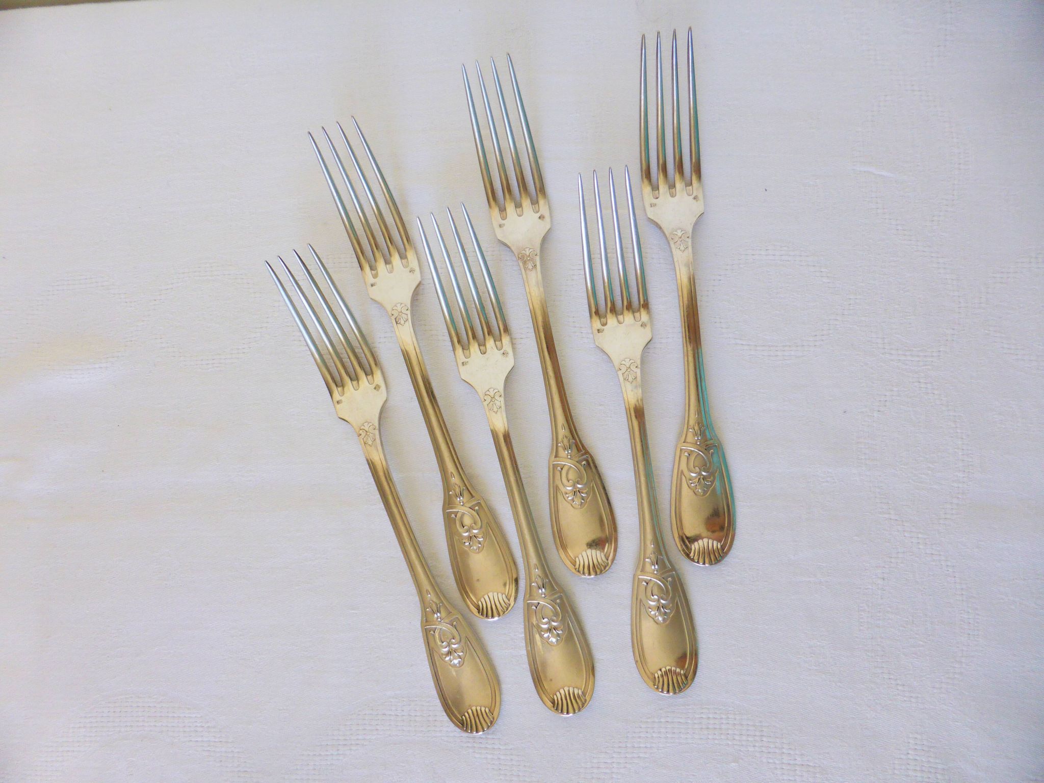 6 vintage silver metal forks punched 2106158