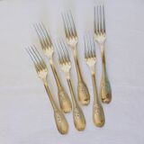 6 vintage silver metal forks punched 2106158