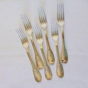 6 vintage silver metal forks punched 2106158