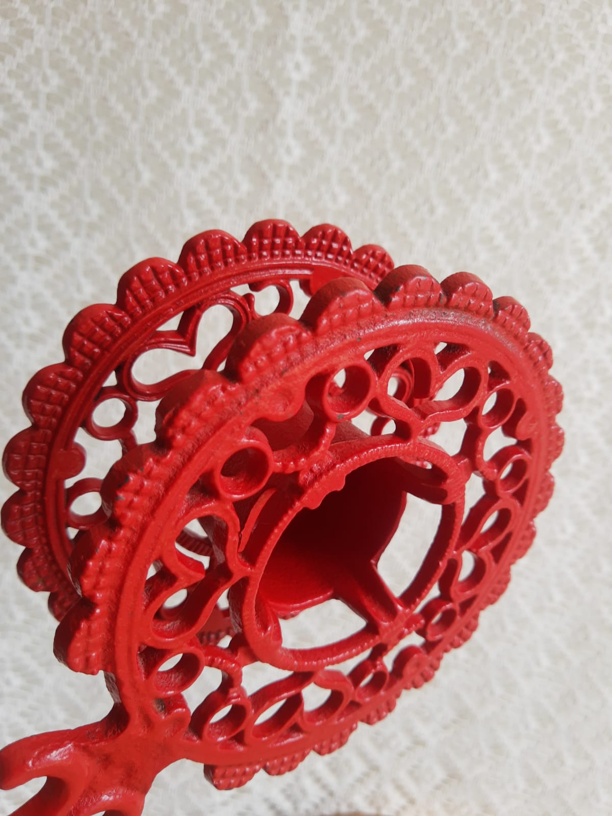 iron candle holder vintage red cellar rat