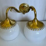 Brass and opaline wall lamp 60s