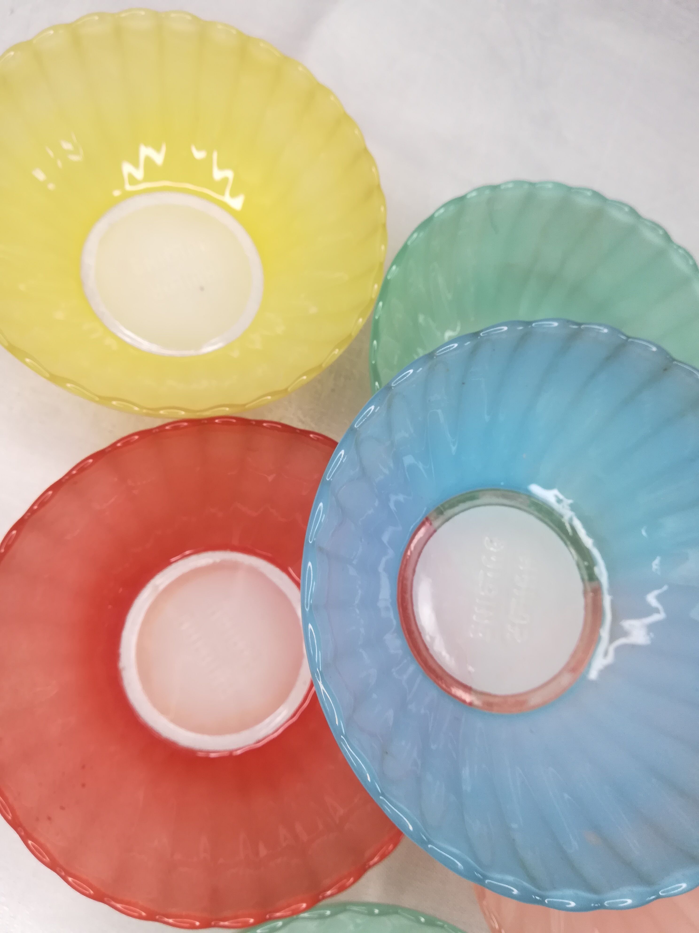 Series of 6 colored glass bowls