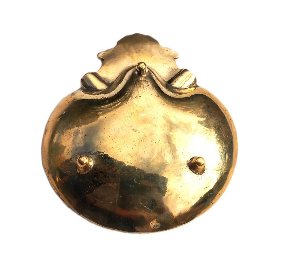 Broche Laiton Début 1900 Colombe Et Nid Coquille St Jacques - SUPERBE Pièce Vintage Et Décorative