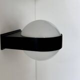 Vintage wall lamp, opaline and matte black metal, Raak Netherlands 1970