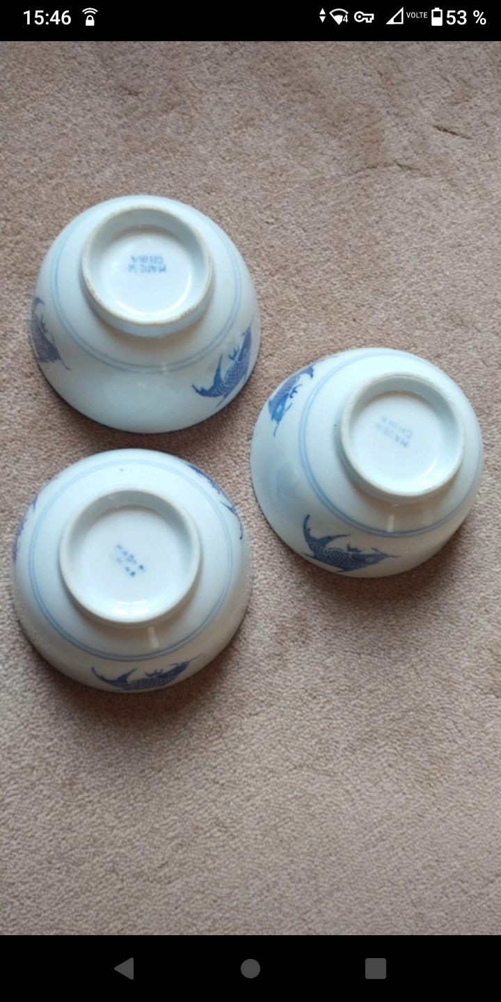 3 Chinese porcelain carp bowls