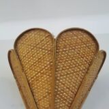 Pair of vintage "tulip" wall lights in rattan and canework