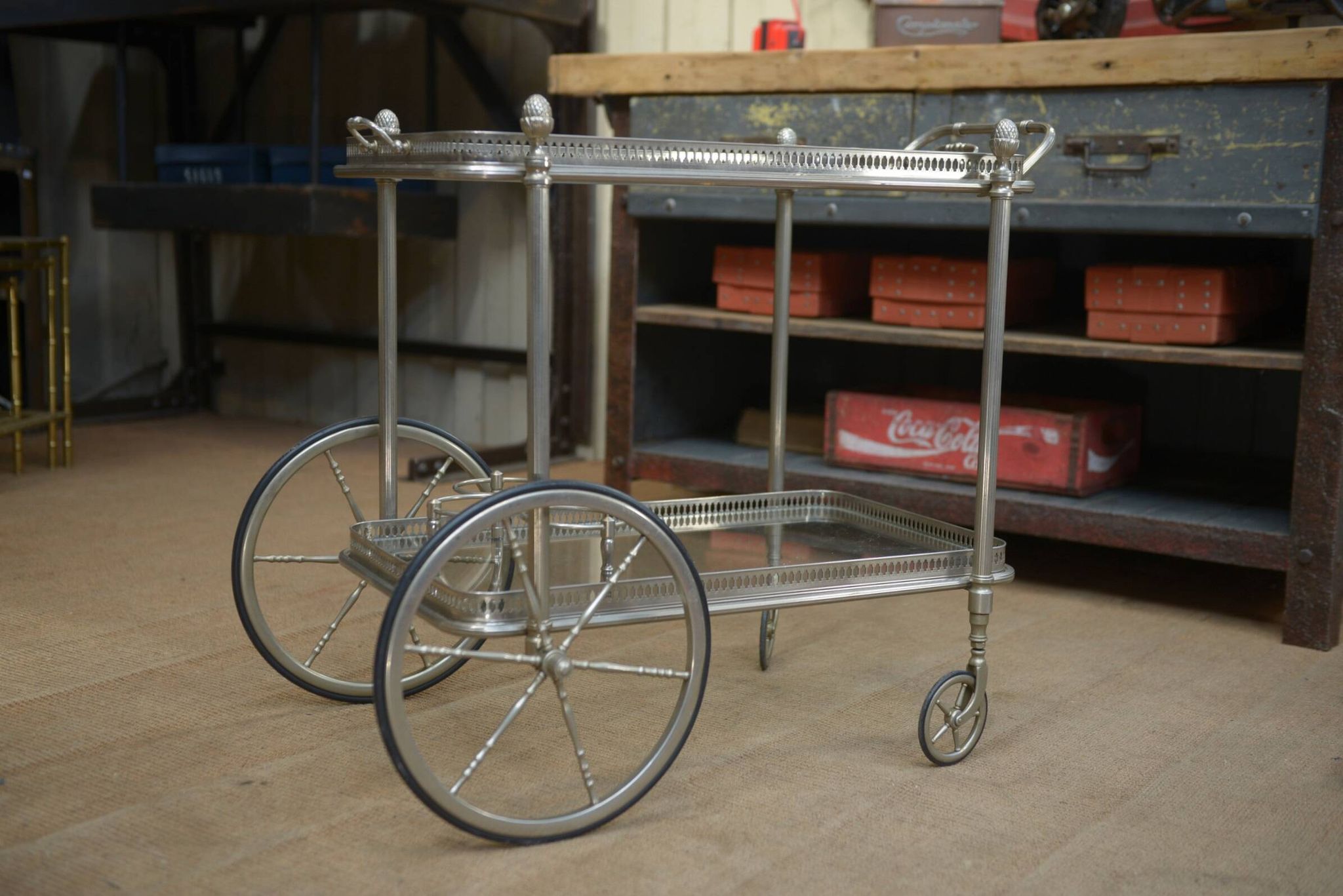 metal drinks trolley, France, 1960
