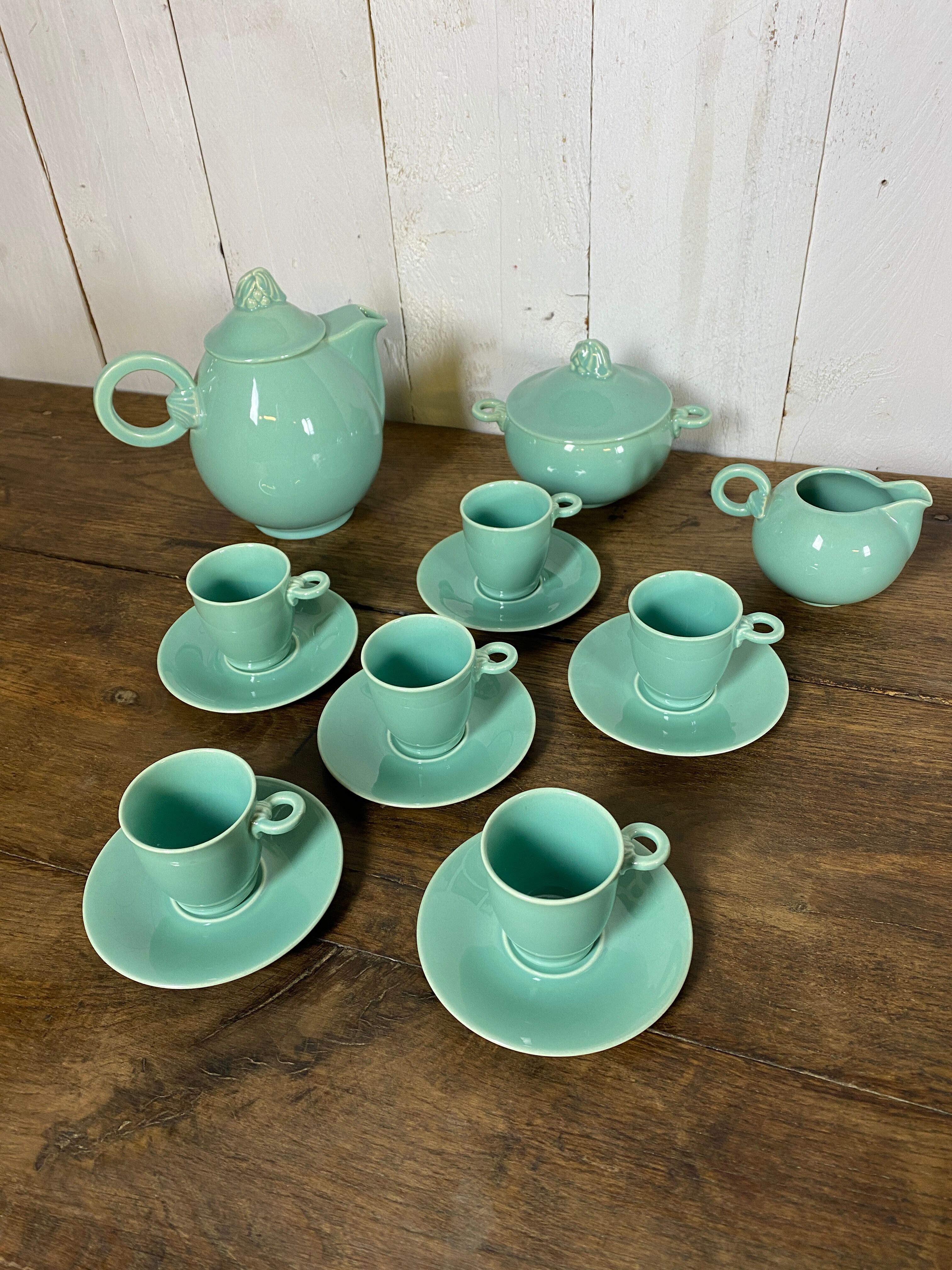 Celadon green coffee service