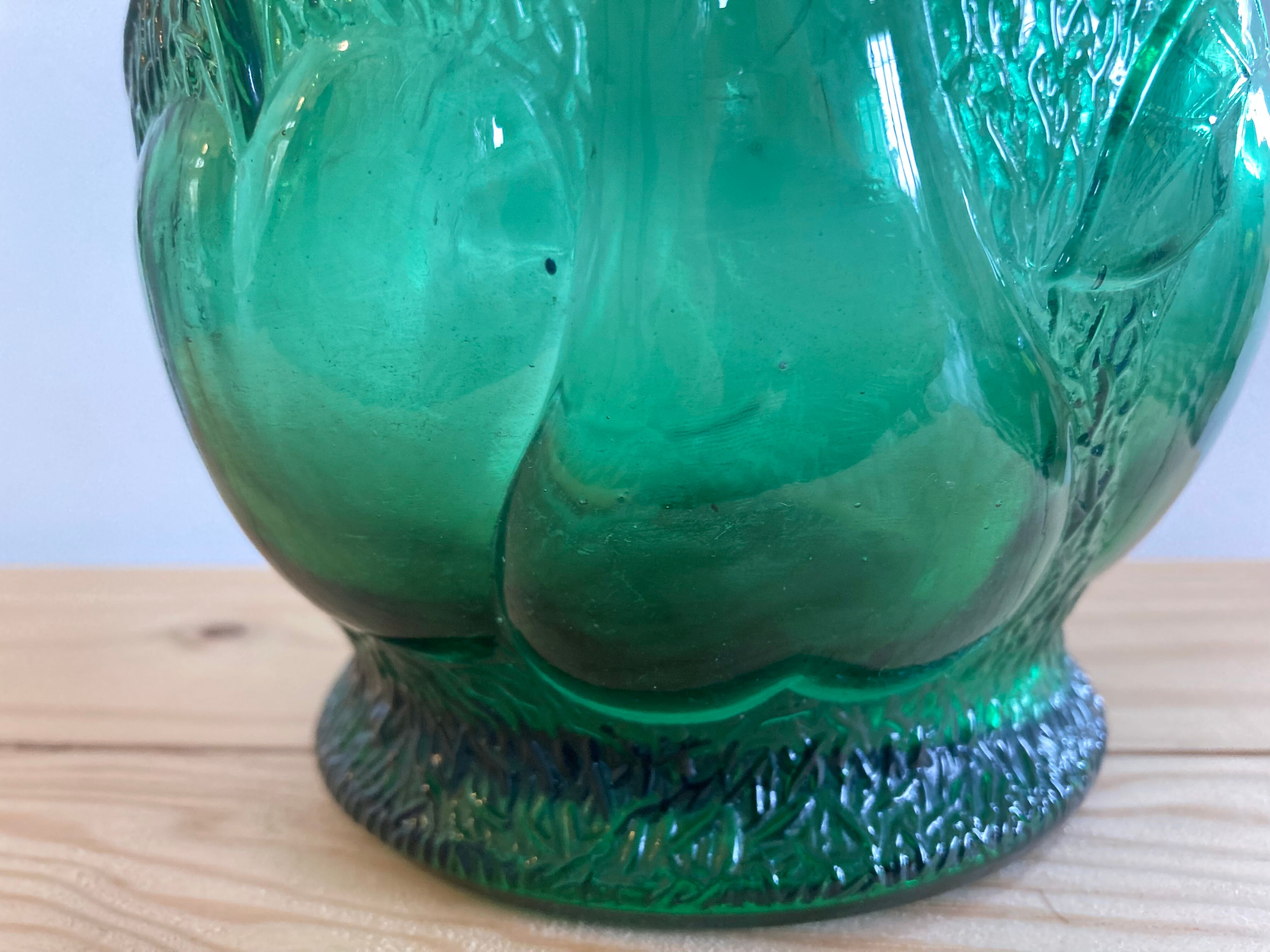 Vintage green glass vase year 1950 Bambicho Marseille fruit décor
