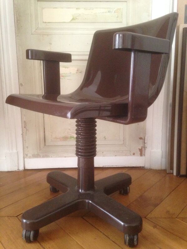 Chaise marron en métal et en plastique par Ettore Sottsass pour Olivetti Synthesis