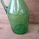 Green bubble glass carafe in Biot style