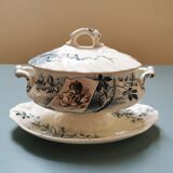 Earthenware saucer with its lid