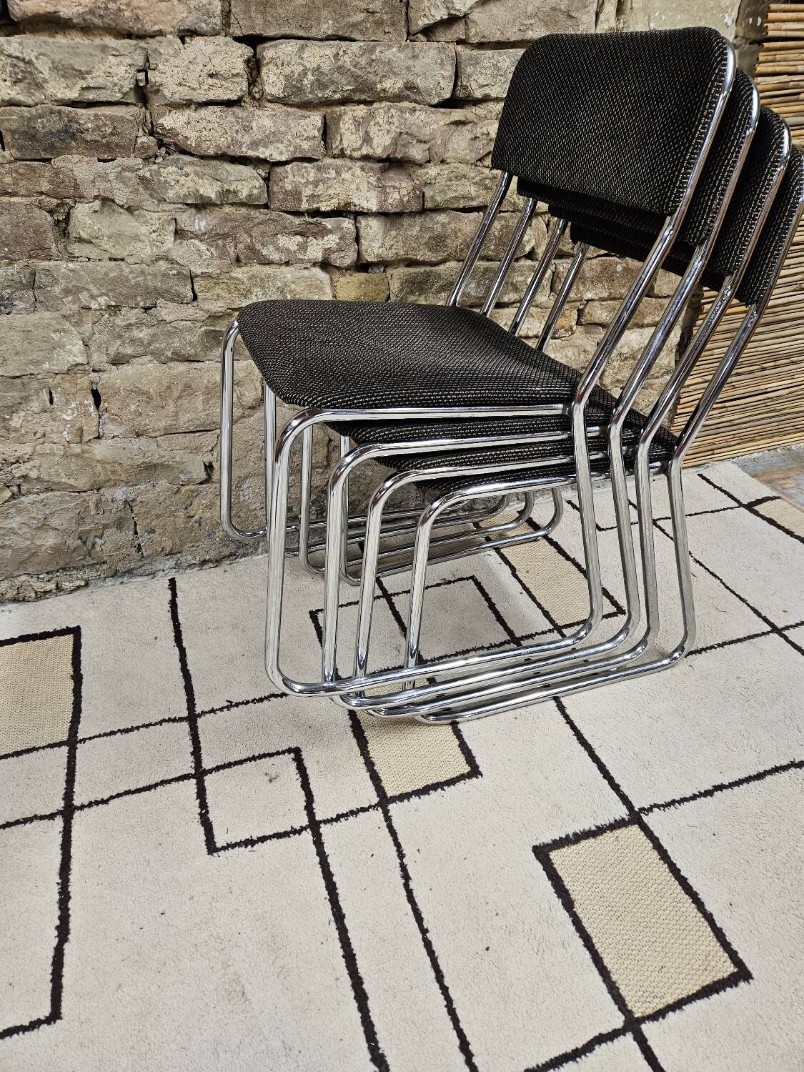 Set of four vintage 1970 sled chairs